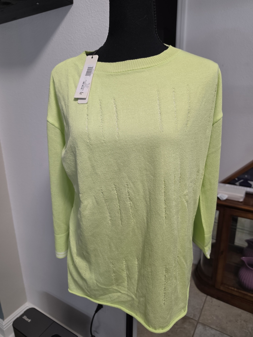Inspired Style Chartreuse Green Knit Sweater NWT Striped Cuff S